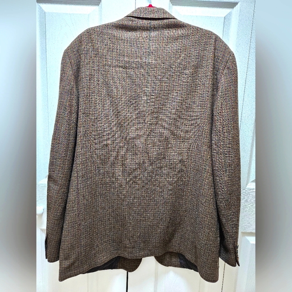 Vintage Burberrys Sport Coat Blazer Jacket Men's  Houndstooth Brown Pure Wool L. - Picture 2 of 11